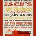 firefighter fire truck Birthday Invitation