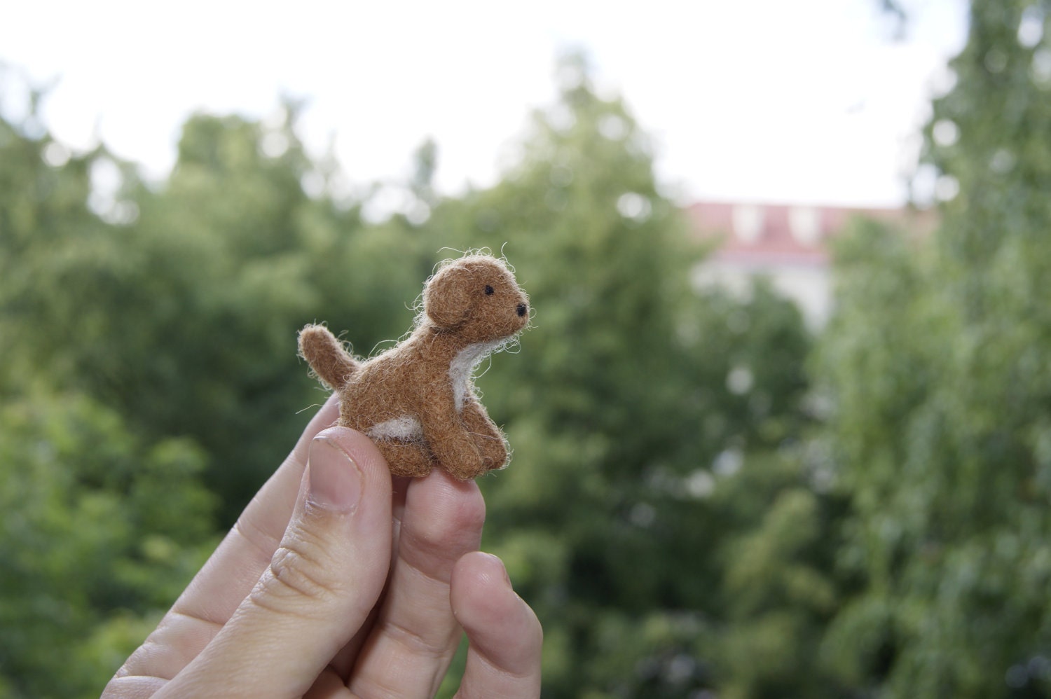 Tiny felted dog - soft sculpture - miniature pet