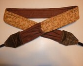 BRAND NEW Indian Summer Leaves with soft brown suede camera strap, 2 expandable pockets