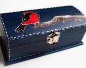 Handpainted Wooden Songbird Box- Vermilion Flycatcher
