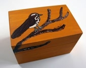 Song Sparrow Recipe Box- Handpainted Wooden Box