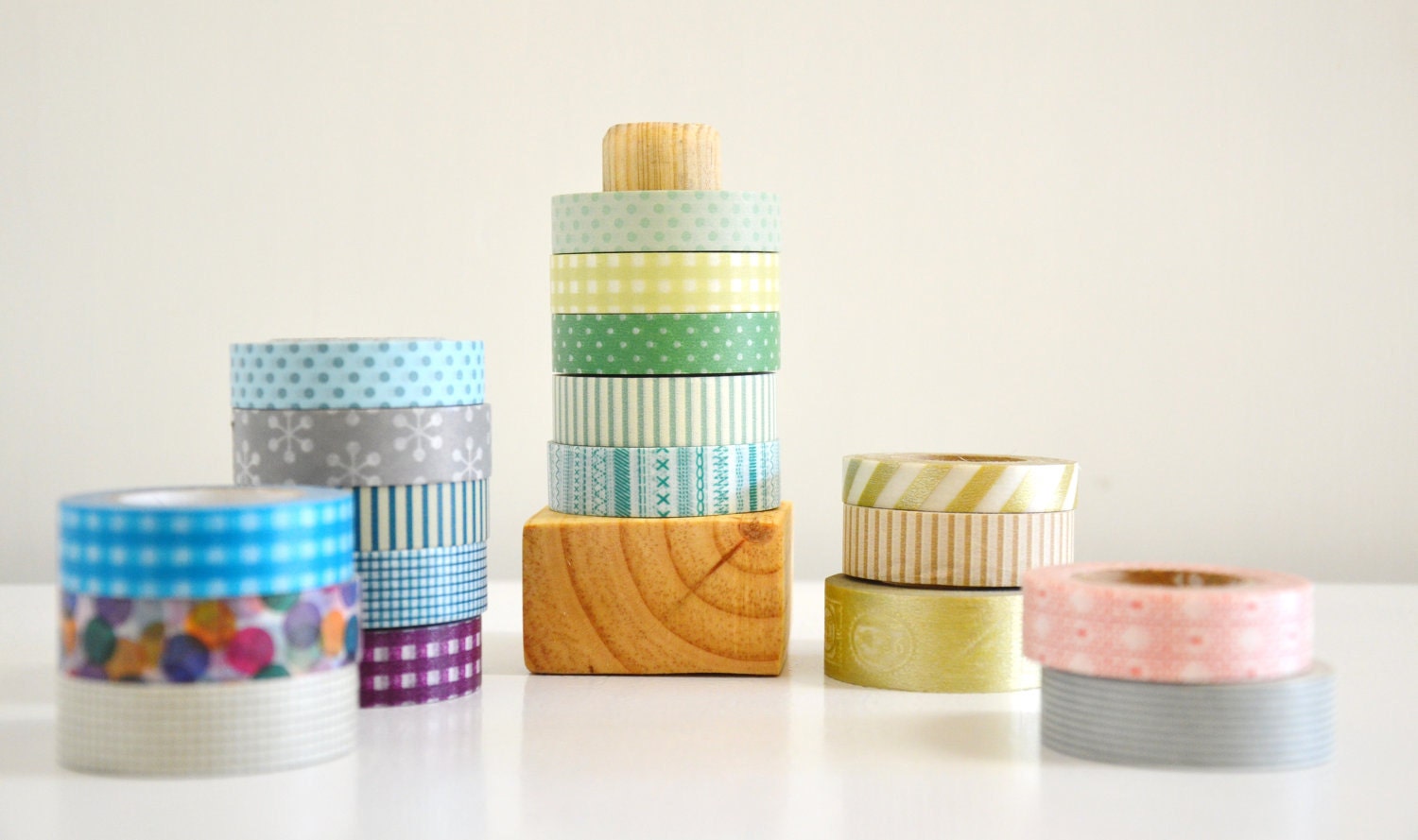 Washi Tape Organizer - Wood Masking Tape Holder - Eco friendly Wood Japanese Tape Dispenser for 5 rolls - coworkers gift