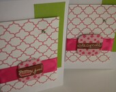 Cupcake Cutie Note Card - Bright Pink and Lime Green