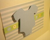 Pale Blue Onesie with Green Stripe Cards - Announcement, Thank you, Baby Shower Invitation