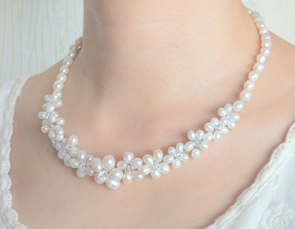 Ambrosia Necklace or Tiara - Freshwater Pearl Wreath
