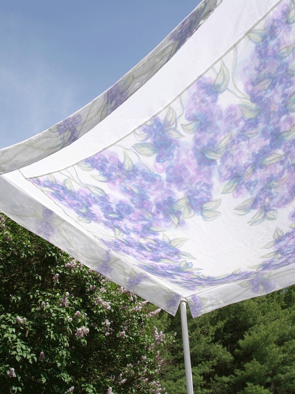 hand painted linen chuppah-Lilacs