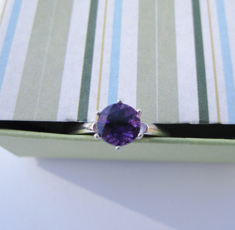 Natural Amethyst and Sterling Silver Ring - Size 7 - CobbledStone