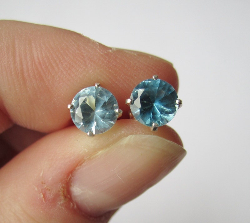 Created Light Blue Spinel Earrings - CobbledStone