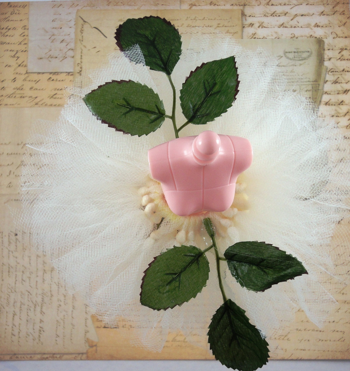 Cream Colored Barbie Doll TuTu With Leafs Green White Leaves Fall 10% OFF