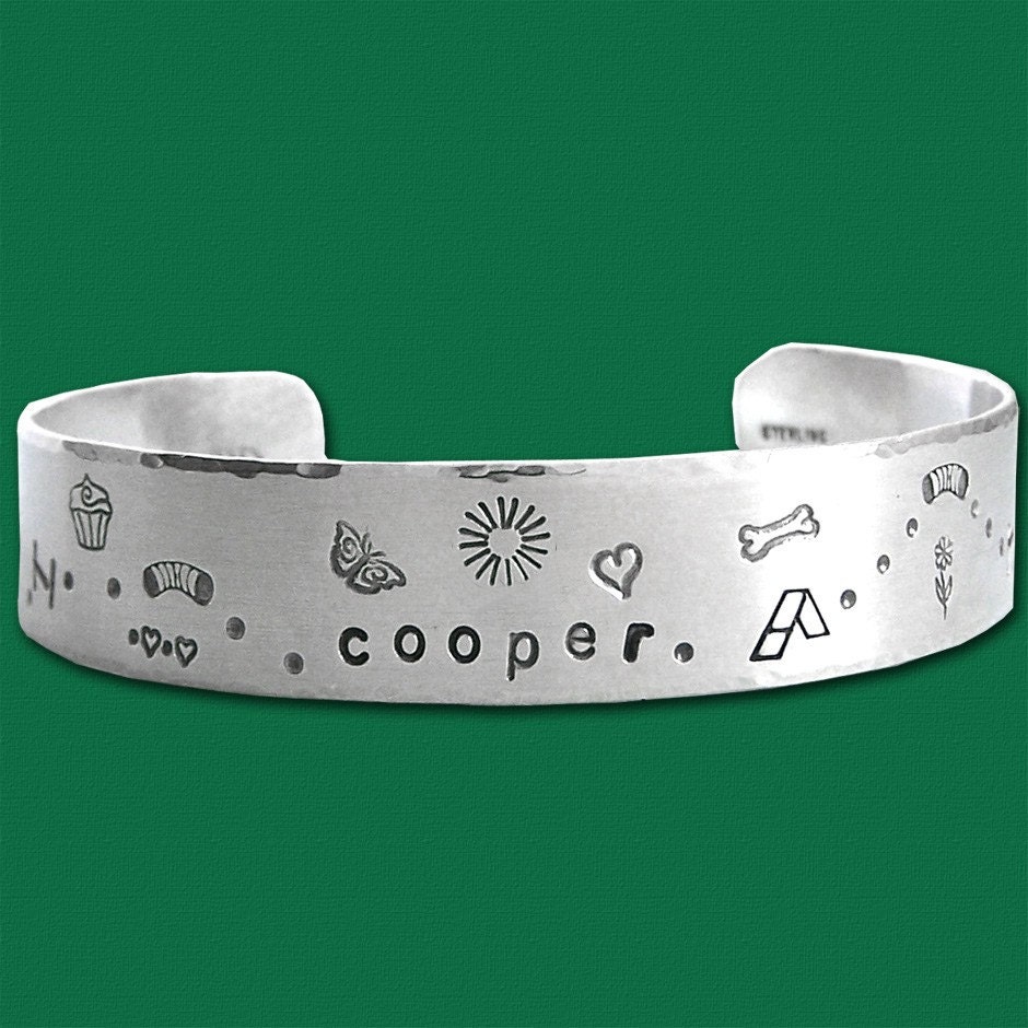Personalized Agility Bracelet - Hand Stamped Sterling Silver Cuff - Agility Scene - Night and Day -  One Half Inch