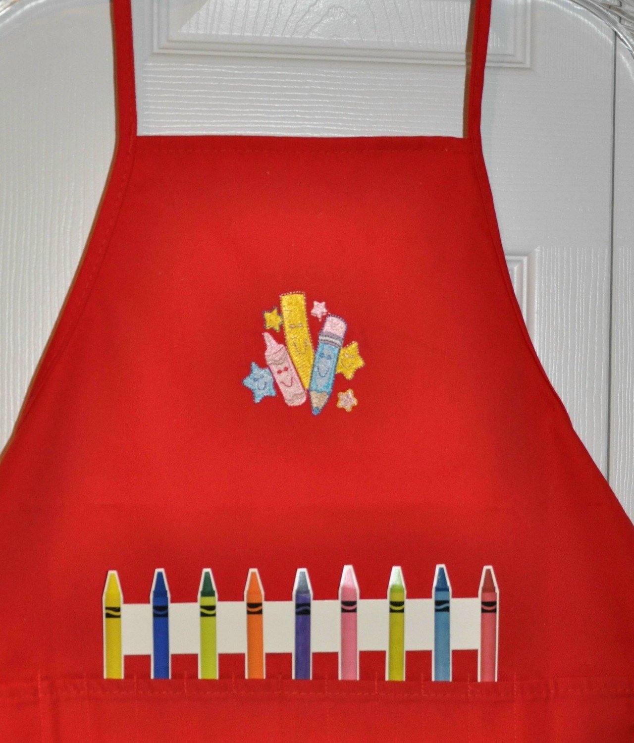 Toddler Crayon Apron - Red Crayons and Pencils