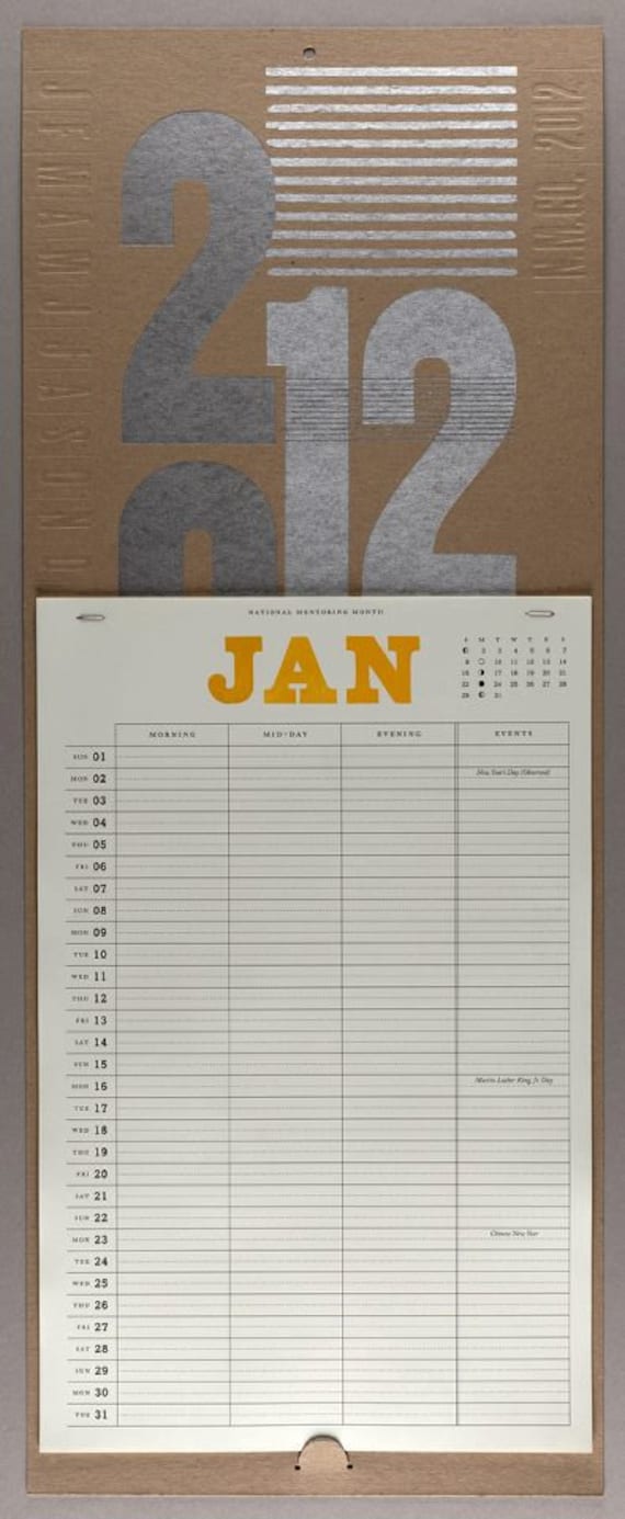 50% Off: 2012 Letterpress Wall Calendar -- Wood Type