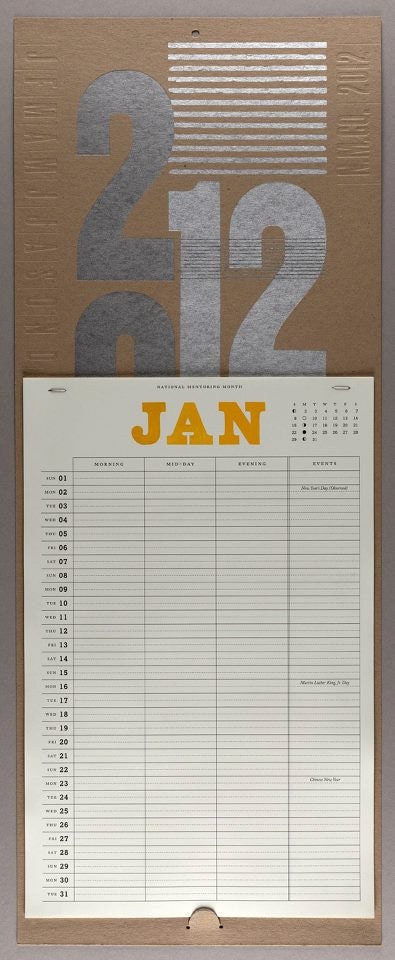 50% Off: 2012 Letterpress Wall Calendar -- Wood Type