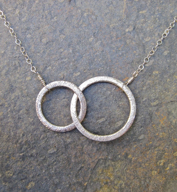 Eternity Necklace in Sterling Silver, Best Friends, Mother Daughter, Two Sisters, Two Ring Eternity Necklace