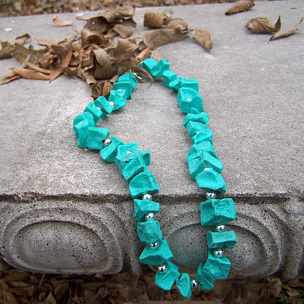 Turquoise necklace made from Potatoes Fashion jewelry