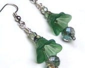Green Tulip Earrings Crystal