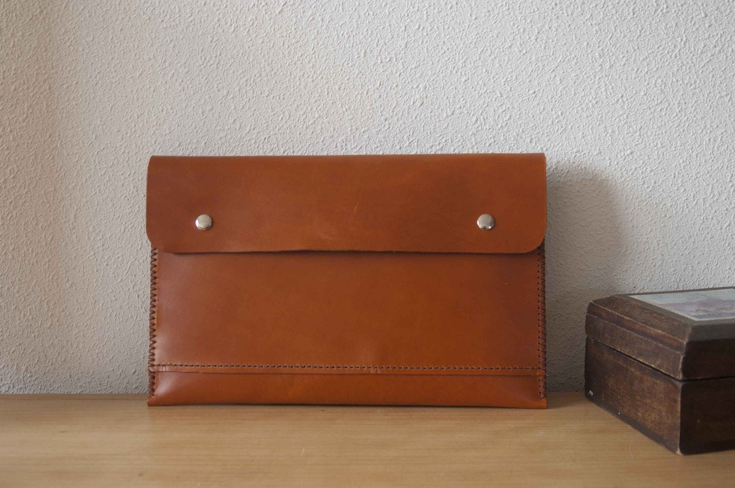 13 inch MacBook Air sleeve, 13 inch MacBook Air case, MacBook Air 13 sleeve with pocket - brown leather