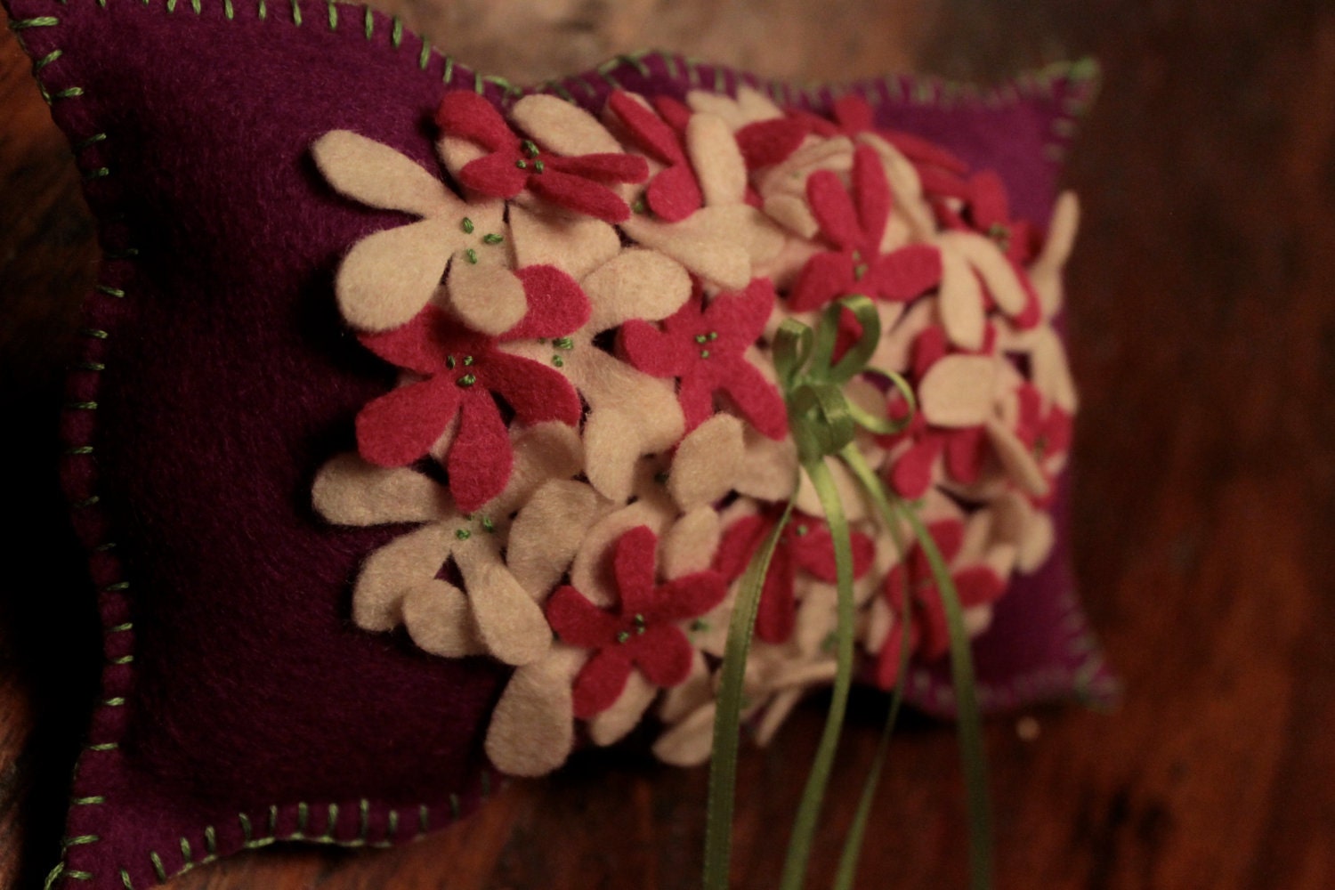 OOAK  Felt Handstitched RING BEARERS Wedding Pillow Special reg. 22.00 now 14.75