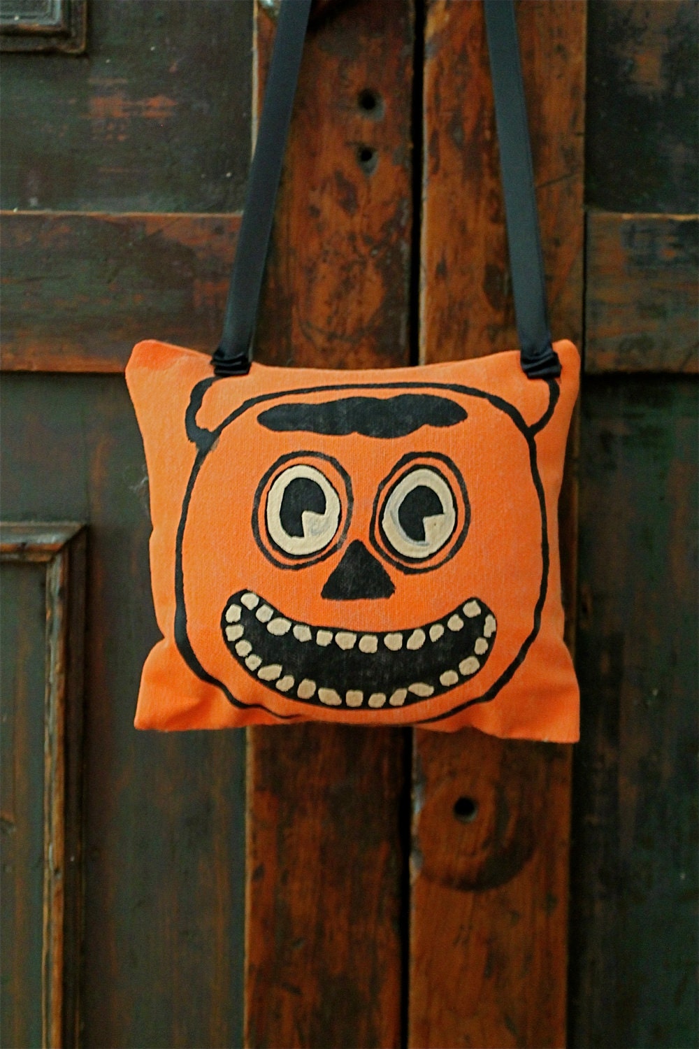 Halloween Vintage Pumpkin Jack O Lantern Door Hanger