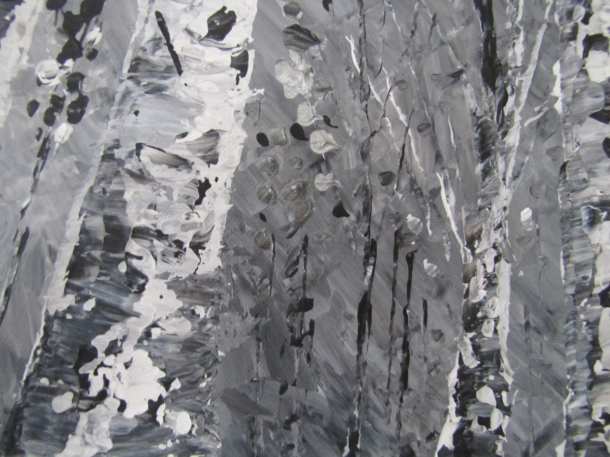 RESERVED FOR RYAN impasto, textured, 20x24, aspen, birch, tree painting, neutral, black and white, grey