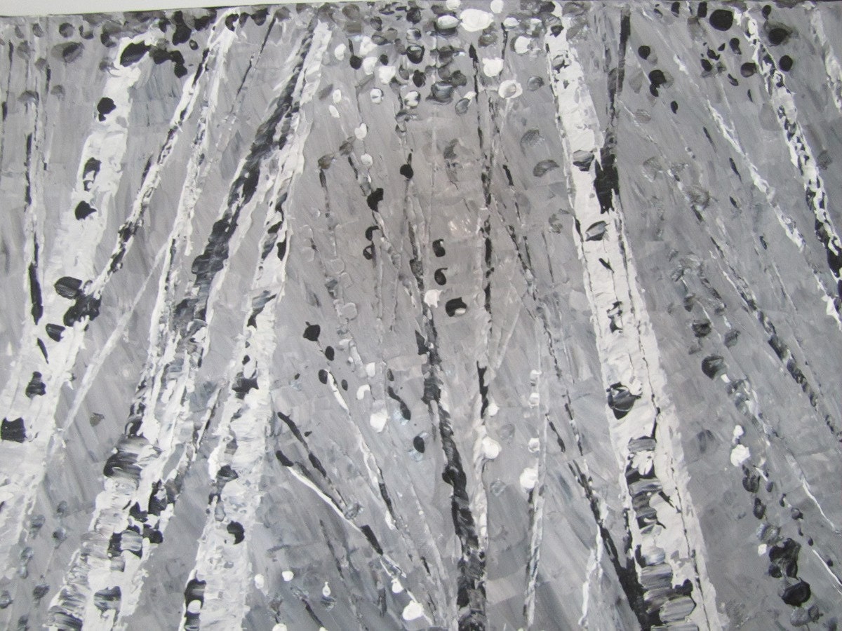 RESERVED FOR RYAN impasto, textured, 20x24, aspen, birch, tree painting, neutral, black and white, grey