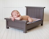 Newborn Photography Prop Bed Melted Chocolate with Mattress and White Cover