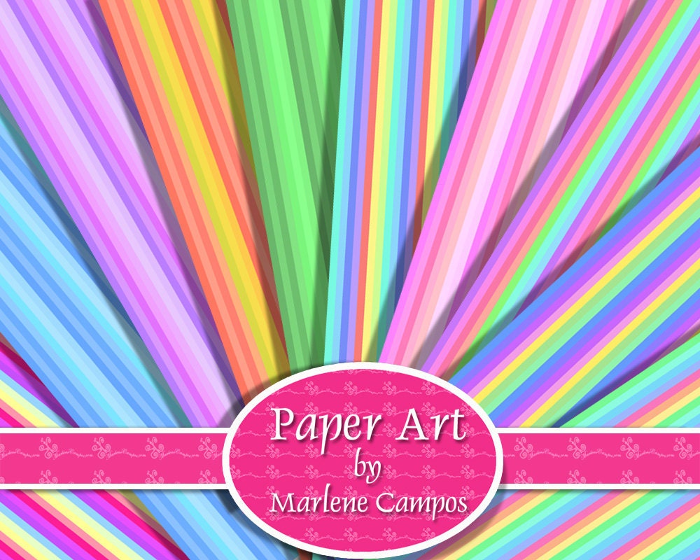 INSTANT DOWNLOAD - PRINTABLE- Light Colored Stripes Digital Paper Sheets, Printable Background, Paper 10 Sheets
