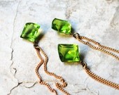 no. 52 - apple green quartz and vintage brass necklace
