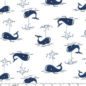 Thar She Blows Fabric in Navy by Michael Miller 1 YARD
