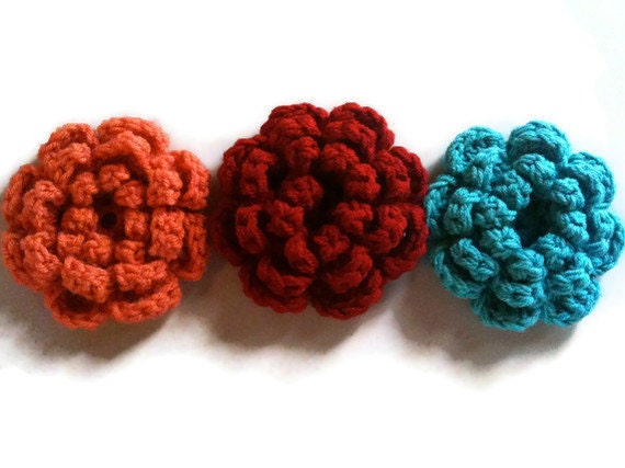 Large Crochet Flower Brooch