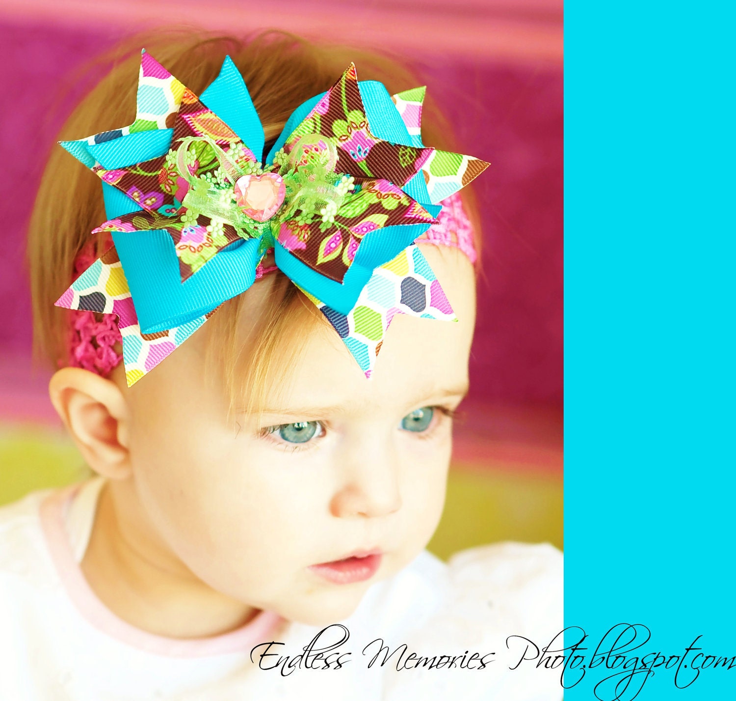 baby hair bow...boutique ribbon hairbow Clip...infant headband...Easter/Spring hair bow...newborn, toddler and little girls, baby head band