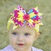 hairbow/yellow Hair Bow....Spring baby bow...infant hairbow...yellow, pink and blue..newborn headband/ toddler hair bow/ girl head band