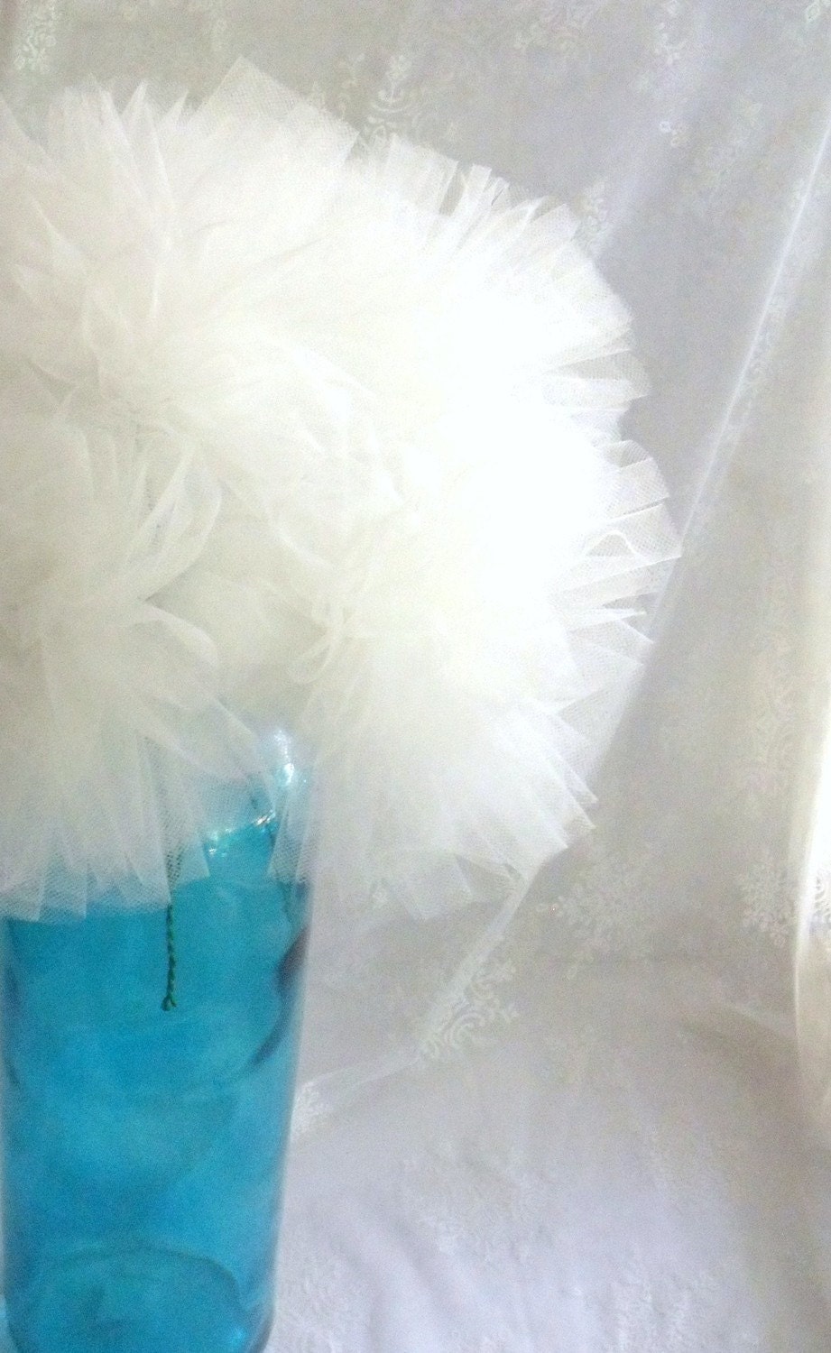 Dandelion Tulle Fabric Flowers One Dozen for making DIY Brides Bouquets and Wedding Bouquets