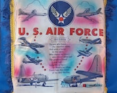Free Shipping Vintage US Air Force Fringed Souvenir Pillow Cover with poem for MOTHER