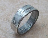 uNiQue HaNDMaDe MoTHeRS DaY GiFT SoMeTHiNG THeY DoNT ALReaDY HaVe Silver Coin Ring 1946 Washington Quarter 90% Fine Silver Jewlery Size 8