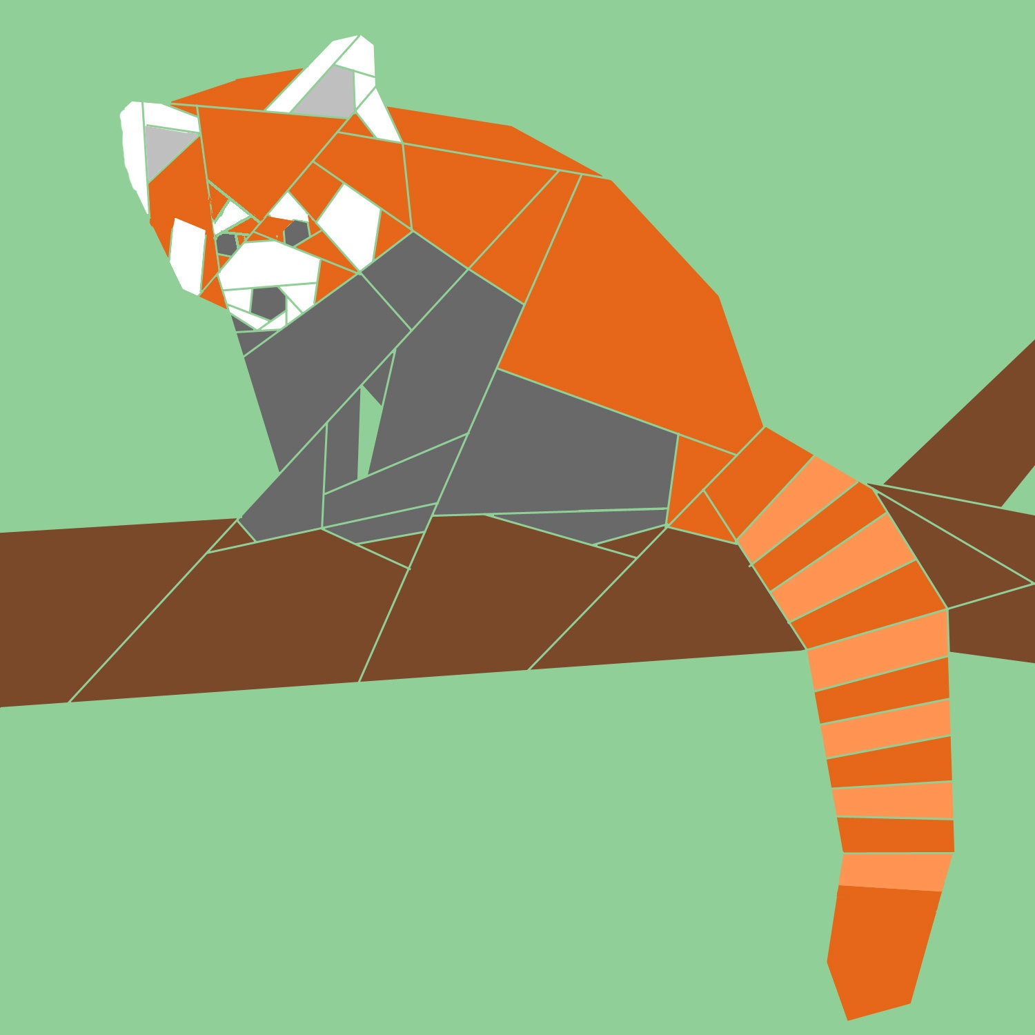 Red Panda w/Branch  paper-piecing quilt pattern, PDF