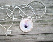 Pink Glass Eye Necklace set in sterling silver