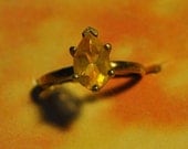 Handmade Yellow Citrine pear Sterling Silver Ring 6