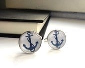 Anchor cuff links - nautical gift for men groomsmen wedding party him cufflinks accessories bouton de manchette anniversary stocking stuffer