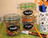16 MINI Oval Chalkboard  Vinyl Decal Labels  1x 2 inches