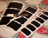 Starter Kit of Classic 4-Point Style Chalkboard Vinyl Labels - 40 Labels of Various Sizes & Chalk Ink Marker
