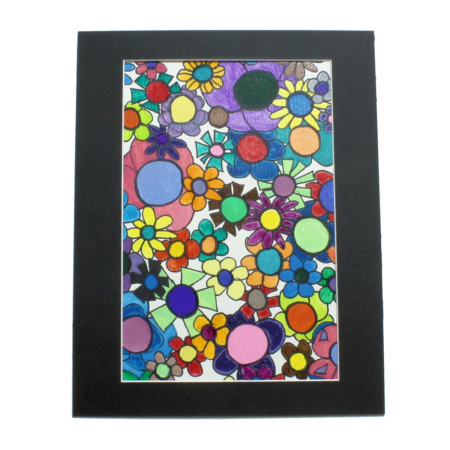 Flower Power Rainbow Colours 11x14 Watercolour Painting - Free Shipping