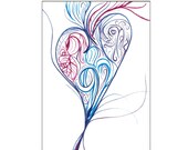 Blue & Purple Heart Painting - Original Signed 9x12 Watercolour Painting by theartofpieces