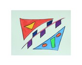 Blue, Orange, Red, Green, Purple, Yellow & Pink Original 9x12 Watercolor Painting