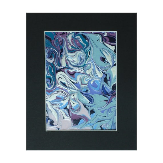 Blue, Purple, Green & Silver Abstract Acrylic Painting - Free Shipping