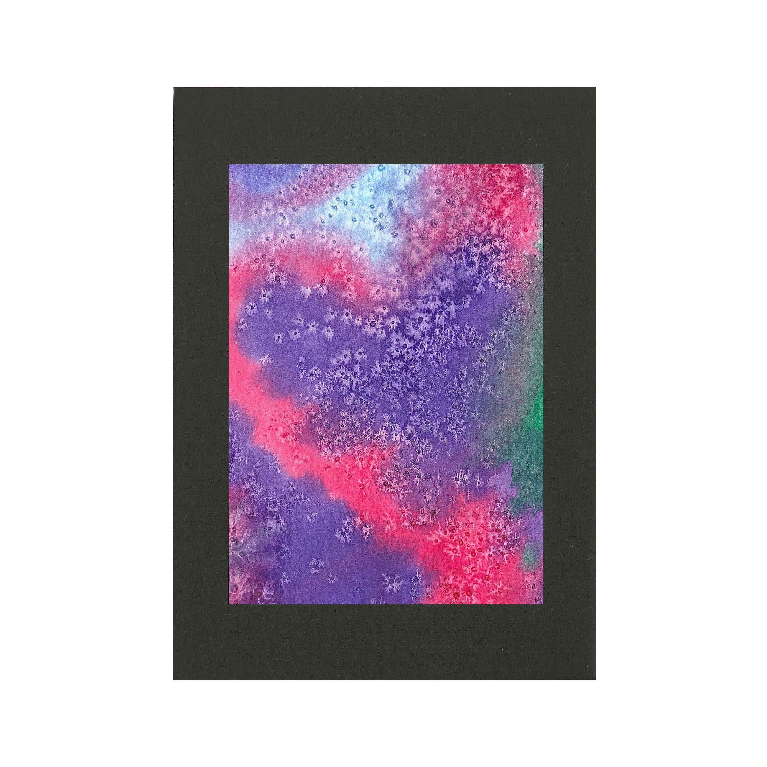 Original Watercolor Abstract Art Painting 5x7 - Pink, Blue, Green & Purple