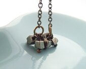 SALE - pyrite cube cluster earrings - pyrite fool's gold antiqued brass