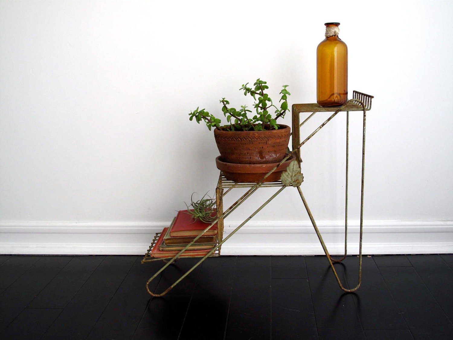 Vintage Metal Plant Stand - Mid Centruy Modern Planter, Metal Shelf, Display, Garden