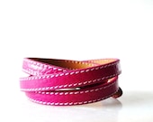 Multi Wrapped Hot Pink Leather Bracelet