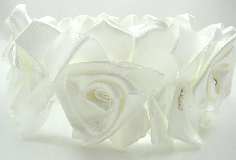 Free Shipping - White Roses Bridal Garter (3 AB stones) OOAK - Spring Bride Wedding Romance